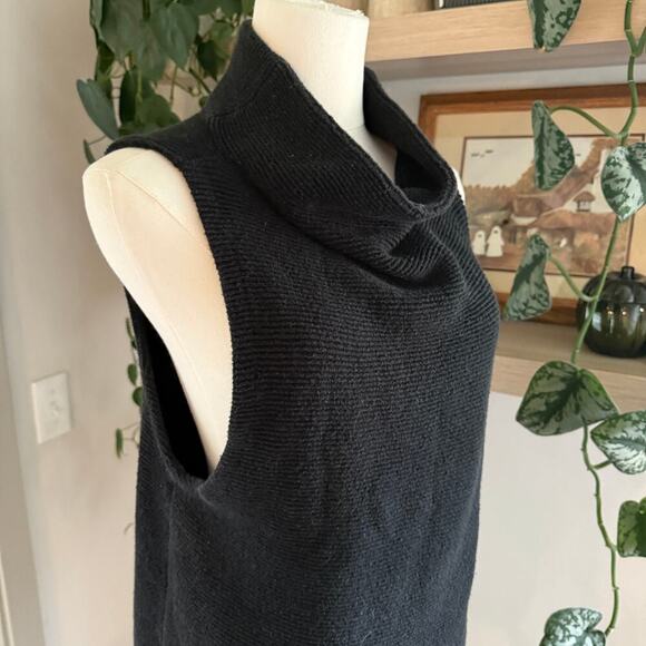 Free People Cowl Neck Sleeveless Sweater Mini Dress Black XS Knit Fall Winter - Picture 3 of 7